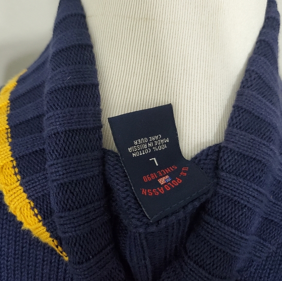 US Polo Assn Cotton Jersey Stripe Full Zip Sweater Jacket - Picture 3 of 6